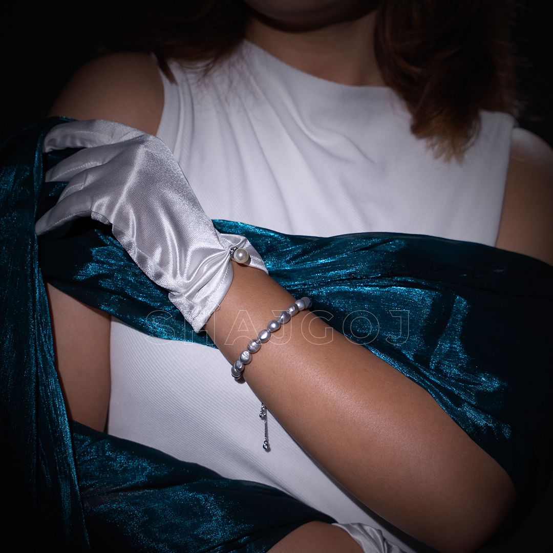 Silver Pearl Studded Bracelet